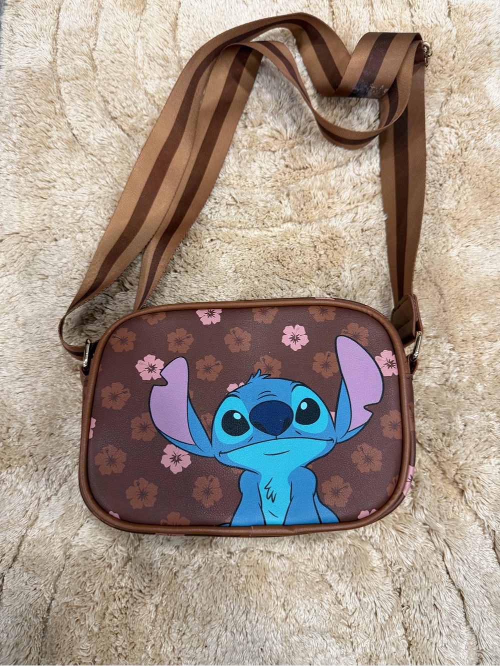 Stitch Brown Floral Crossbody Bag